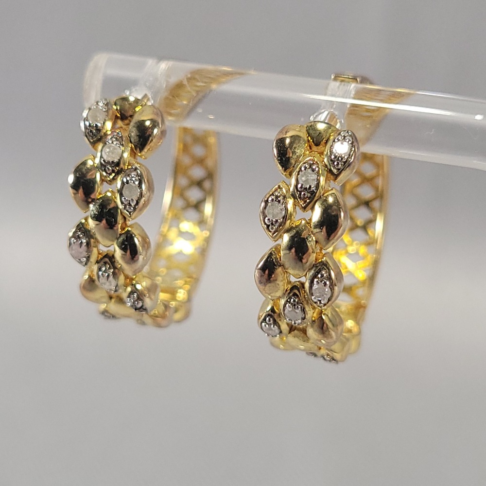 JTV Gold Vermeil Sterling Silver Chrome Diopside Hoop Earrings 4.65ctw